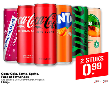 Aanbieding: Coca - Cola , Fanta , Sprite , Fuze of Fernandes