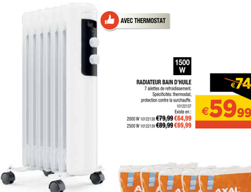 Offre: RADIATEUR BAIN D'HUILE