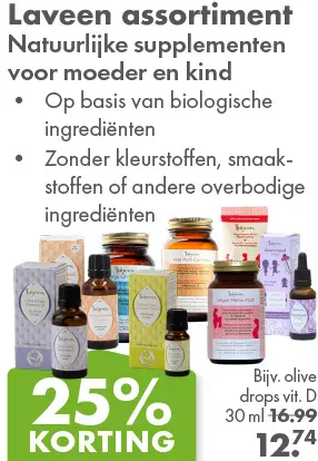 Aanbieding: Laveen assortiment Natuurlijke supplementen voor moeder en kind