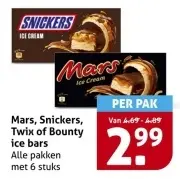 Aanbieding: Mars, Snickers, Twix of Bounty ice bars