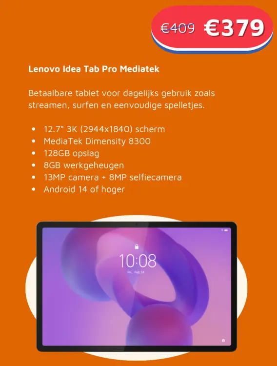 Aanbieding: Lenovo Idea Tab Pro Mediatek