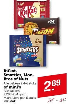 Aanbieding: Kitkat, Smarties, Lion, Bros of Nuts