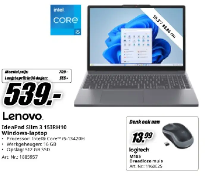 Aanbieding: IdeaPad Slim 3 15IRH10 Windows-laptop