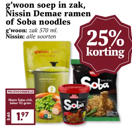 Aanbieding: Soep in zak, Demae ramen of Soba noodles