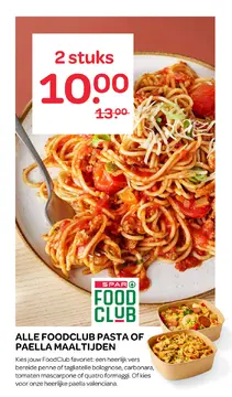 Aanbieding: Alle foodclub pasta of paella maaltijden