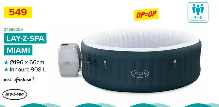 Promotie: Bestway Lay-Z-Spa Miami AirJet - 196x66cm - 6 personen - 140 AirJets - EnergySense