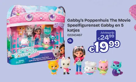Aanbieding: Gabby's Poppenhuis The Movie – Speelfigurenset Gabby en 5 katjes