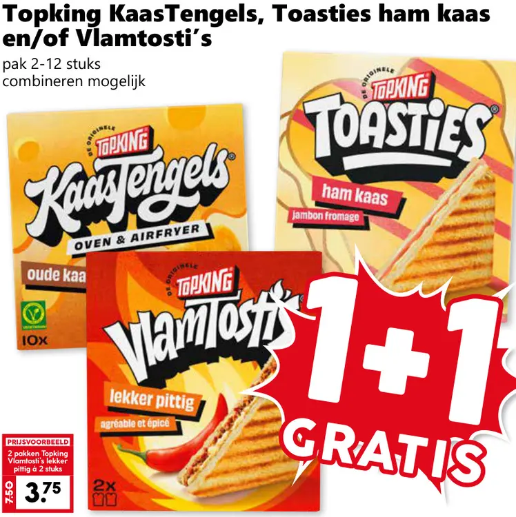 Aanbieding: KaasTengels, Toasties ham kaas en/of Vlamtosti's