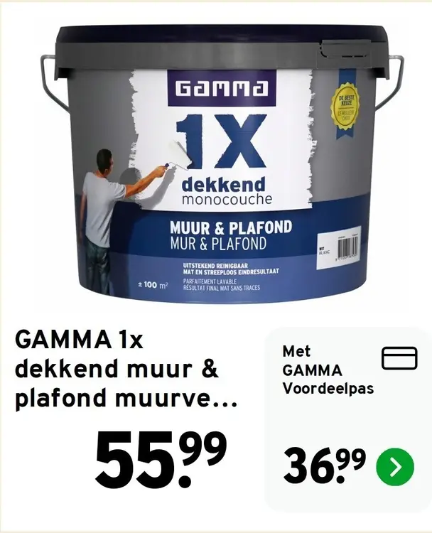 Aanbieding: Eén keer dekkend muur & plafond muurverf