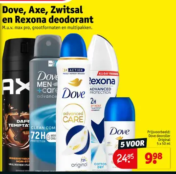 Aanbieding: Dove, Axe, Zwitsal en Rexona deodorant