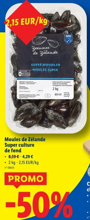 Offre: Moules de Zélande Super culture de fond