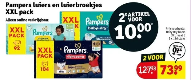 Aanbieding: Pampers luiers en luierbroekjes XXL pack