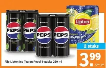 Aanbieding: Alle Lipton Ice Tea en Pepsi 4-packs