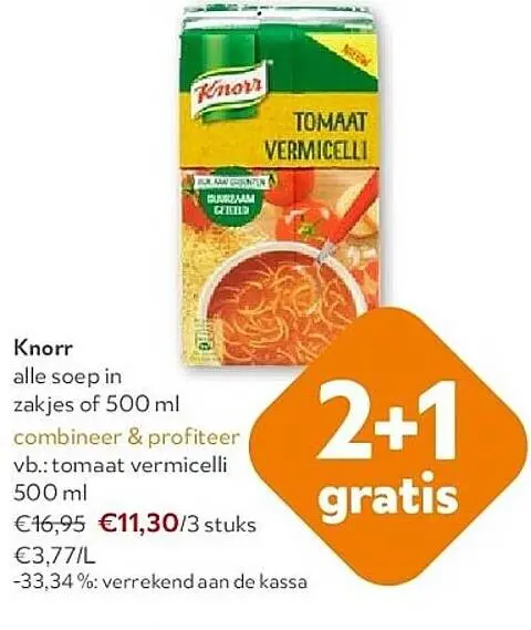 Promotie: alle soep in zakjes of 500 ml