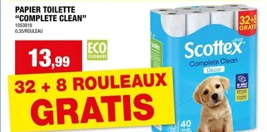 Offre: Scottex Complete Clean Décor papier toilette 32+8 gratuits