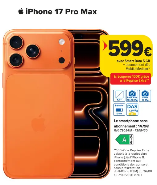 Offre: iPhone 17 Pro Max