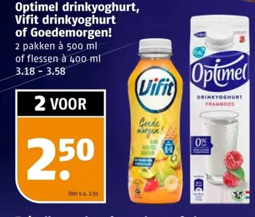 Aanbieding: Optimel drinkyoghurt, Vifit drinkyoghurt of Goedemorgen!