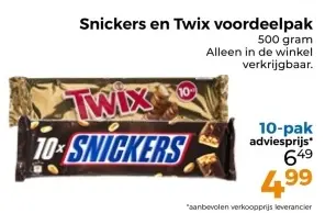 Aanbieding: Snickers en Twix voordeelpak