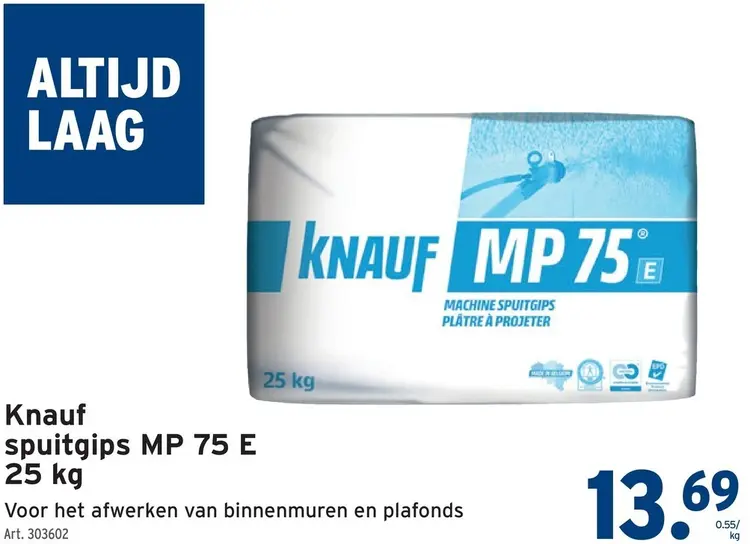 Promotie: Spuitgips MP 75 E 25 kg