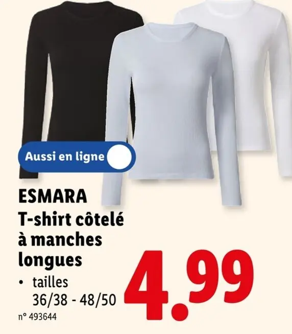 Offre: T-shirt côtelé à manches longues