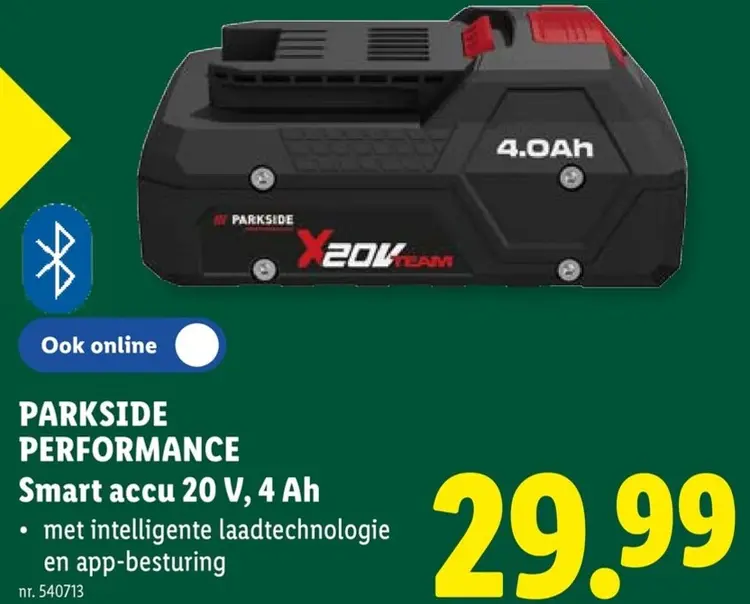 Promotie: PARKSIDE PERFORMANCE Smart accu 20 V, 4 Ah / 
