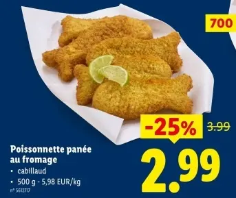 Offre: Poissonnette panée au fromage