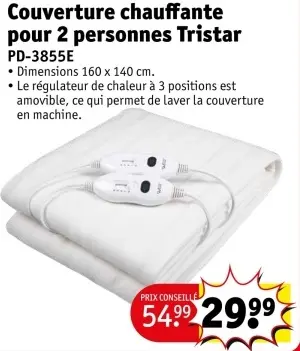 Offre: Couverture chauffante pour 2 personnes