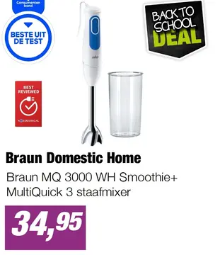 Aanbieding: Braun MQ 3000 WH Smoothie+ MultiQuick 3 staafmixer