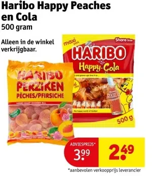 Aanbieding: Haribo Happy Peaches en Cola
