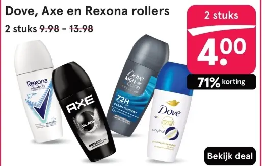 Aanbieding: Dove, Axe en Rexona rollers