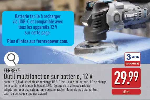 Offre: Outil multifonction sur batterie, 12 V