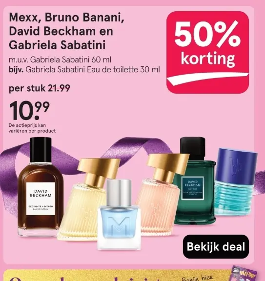 Aanbieding: Mexx, Bruno Banani, David Beckham en Gabriela Sabatini