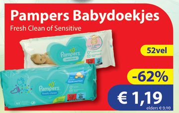 Aanbieding: Pampers Babydoekjes Fresh Clean of Sensitive