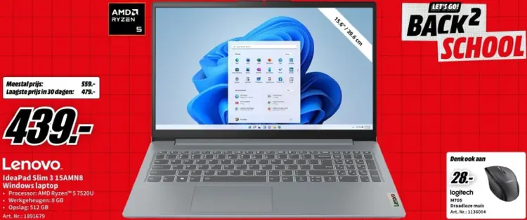 Aanbieding: IdeaPad Slim 3 15AMN8 Windows laptop