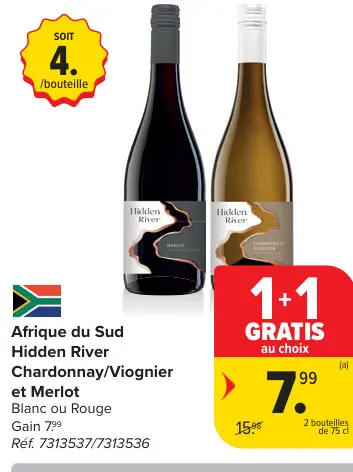 Offre: Hidden River Chardonnay/Viognier et Merlot