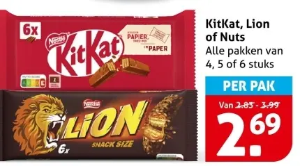 Aanbieding: KitKat, Lion of Nuts