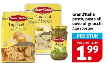 Aanbieding: pesto, pasta all uovo of gnocchi