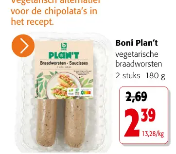 Promotie: vegetarische braadworsten