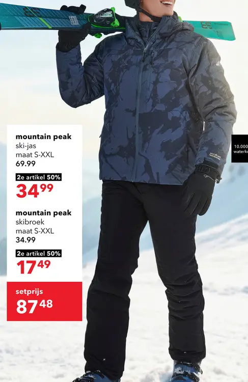 Aanbieding: Mountain Peak heren ski-jas groen 10000 mm waterkolom