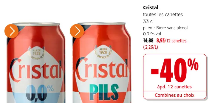 Offre: Cristal Toutes les canettes