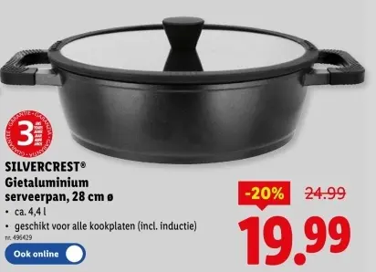 Promotie: Gietaluminium serveerpan, 28 cm