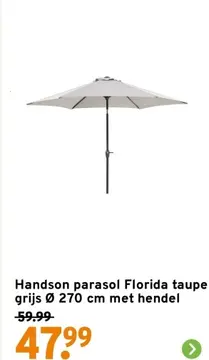Aanbieding: Handson parasol Florida taupe grijs Ø 270 cm