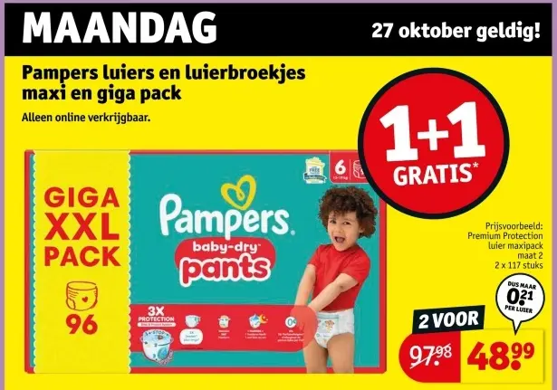 Aanbieding: Pampers luiers en luierbroekjes