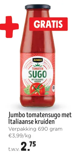 Aanbieding: Jumbo tomatensugo met Italiaanse kruiden