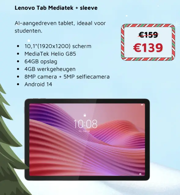 Aanbieding: Lenovo Tab Mediatek + sleeve