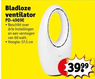 Promotie: Bladloze ventilator PD-4969E