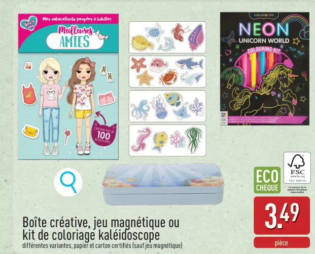 Offre: Boîte créative, jeu magnétique ou kit de coloriage kaléidoscope
