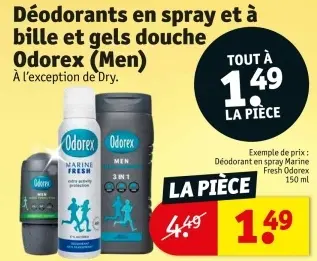 Offre: Déodorants en spray et à bille et gels douche