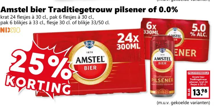 Aanbieding: Amstel bier Traditiegetrouw pilsener of 0.0%