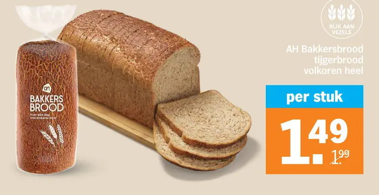 Aanbieding: Bakkersbrood tijgerbrood volkoren heel